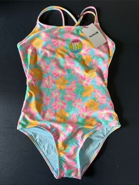 Hurley Floral One-Piece Swimsuit in Pink, Yellow & Aqua